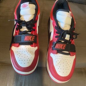 Jordan Red and White Men's Sneakers USED